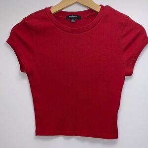 Ambiance Red Ribbed Crop Top Size Medium